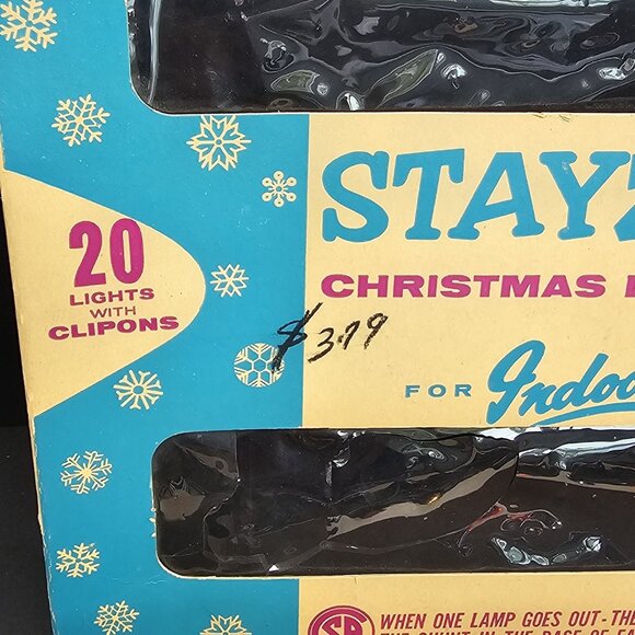 Stayz-Lit Vintage Christmas String Light Set WORKS with Box And Spare Bulbs 996K - Picture 6 of 15